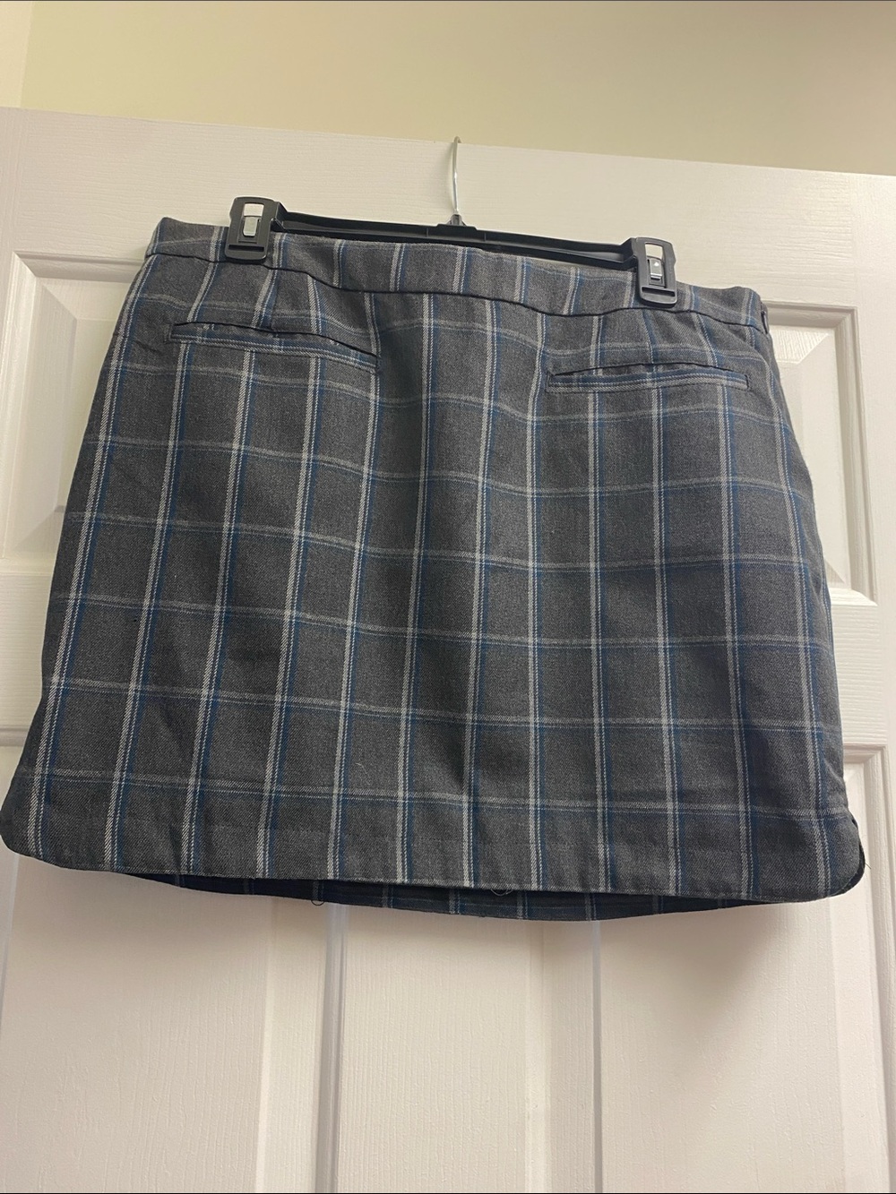 GAP Charcoal Mini Skirt with Blue Windowpane NWT - size 12